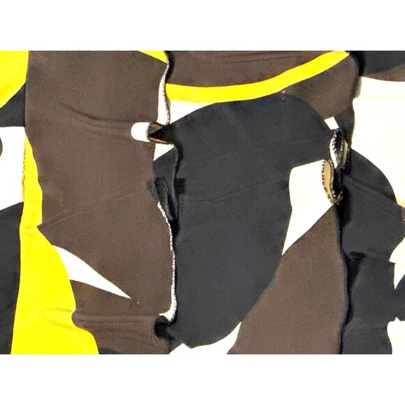 Cato Medium Black Yellow Abstract Tiered Ruffle Mini Dress Retro Mod Chic Resort - Picture 10 of 10